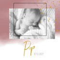 Geboortekaartje meisje roze aquarel met foto Pip voor