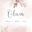 Geboortekaartje meisje bloemen roze Olivia binnen
