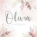 Geboortekaartje meisje bloemen roze Olivia voor