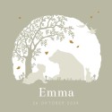 Geboortekaartje meisje bosdieren silhouet Emma voor