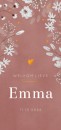 Geboortekaartje meisje roze floral Emma voor