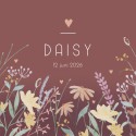 Geboortekaartje meisje wilde bloemen Daisy voor