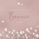 Geboortekaartje meisje Prénatal roze bloemen Bonnie voor