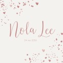 Geboortekaartje meisje Prénatal roze hartjes Nola Lee voor