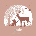 Geboortekaartje meisje silhouet dieren Jade voor