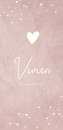 Geboortekaartje meisje roze betonlook Vivien voor