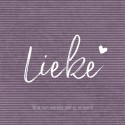 Geboortekaartje meisje dochter rib paars Lieke voor