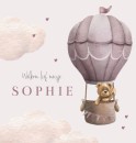 Geboortekaartje meisje luchtballon teddybeer Sophie 