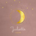 Geboortekaartje roze met goudlook maan Juliette voor