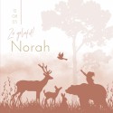 Geboortekaartje meisje silhouette bosdieren Norah voor