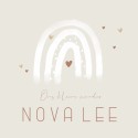 Geboortekaartje unisex regenboog beige Nova Lee voor