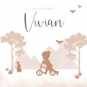 Geboortekaartje meisje loopfiets silhouette Vivian voor