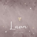 Geboortekaartje meisje betonlook hartjes Luna voor