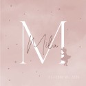 Geboortekaartje meisje letter roze silhouet Mila voor