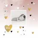 Geboortekaartje meisje roze watercolour met hartjes Mila binnen