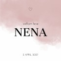 Geboortekaartje roze aquarel Nena voor