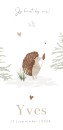 Geboortekaartje neutraal egel bos dieren Yves voor