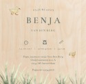 Geboortekaartje neutraal boerderij aquarel hout Benja achter