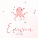Geboortekaartje roze octopus Emma voor