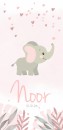 Geboortekaartje meisje olifant met roze aquarel Noor voor