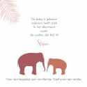 Geboortekaartje olifant silhouette roze Valerie binnen