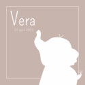 Geboortekaartje olifant taupe Vera voor