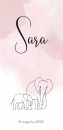 Geboortekaartje roze aquarel olifant Sara voor