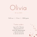 Geboortekaartje lief roze met stoere spetters Olivia binnen