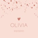 Geboortekaartje lief roze met stoere spetters Olivia voor