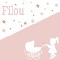 Geboortekaartje silhouet roze zusje Filou voor