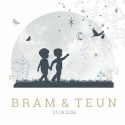 Geboortekaartje silhouette broertjes Bram & Teun voor