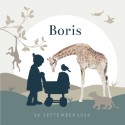 Geboortekaartje jongen silhouette giraf Boris voor