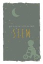 Geboortekaartje silhouette jongen op fietsje Siem voor