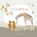 Geboortekaartje meisje silhouette tweeling Liam en Rosa voor