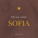 Geboortekaartje meisje donkerrood met gouden ster Sofia voor