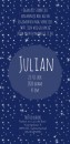 Geboortekaartje sterrenbeeld tweelingen Julian achter