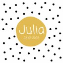 Geboortekaartje stippen geel vrolijk Julia voor