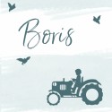 Geboortekaartje silhouette tractor watercolour Boris voor