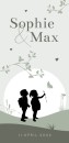 Geboortekaartje tweeling silhouet Sophie & Max voor