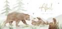 Geboortekaartje unisex bosdieren beren Abel voor