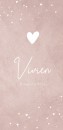 Geboortekaartje meisje roze betonlook Vivien voor