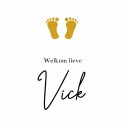 Geboortekaartje gouden voetjes Vick voor