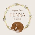 Geboortekaartje meisje vos krans Fenna voor
