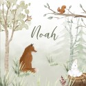 Geboortekaartje jongen vos dieren Noah voor