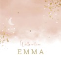 Geboortekaartje meisje warm roze aquarel met goudlook Emma