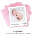 Geboortekaartje watercolour foto roze hartje Livia binnen