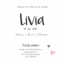 Geboortekaartje watercolour foto roze hartje Livia voor