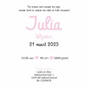 Geboortekaartje Watercolour Roze Julia binnen