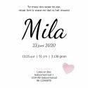 Geboortekaartje watercolour hartjes roze Mila binnen