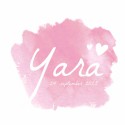 Geboortekaartje watercolour roze hartje Yara voor
